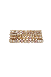 Set van 5 kristal armbanden beige - bruin