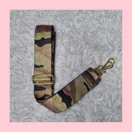 Schouderband Zwart/Bruin/Goud Camouflage