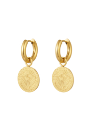 Oorbellen oog coin goud