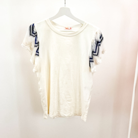 Top Bibi off white/blauw