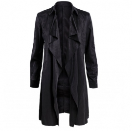 SUEDE WATERFALL COAT BLACK