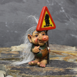  Troll avec panneau de signalisation - Figurine