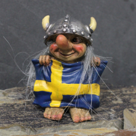 Troll met Zweeds Vlag Klein - Beeldje