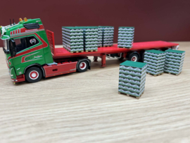 Pallet met Bierkratten (set van 10) groen  Grijs (1:50)