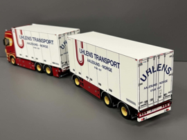 WSI 01-5004 Uhlens; SCANIA R HIGHLINE CR20H 6X2 TAG AXLE RIGED REEFER TRUCK DRAWBAR TRAILER - 6 AXLE