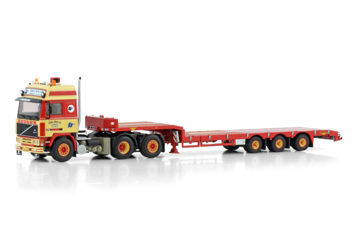WSI 01-4445 Torben Rafn; VOLVO F12 GLOBETROTTER 6X2 TAG AXLE SEMI LOW LOADER - 3 AXLE