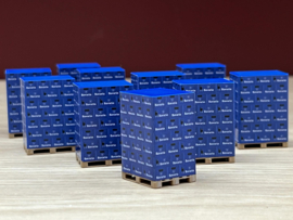 Pallet met Bierkratten (set van 10) blauw (1:50)