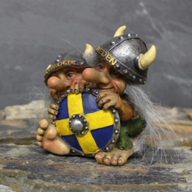 Trolls with Swedish Shield - Statue