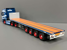 WSI 01-4626 Vindelsbaek; SCANIA R HIGHLINE CR20H 6X2 TAG AXLE FLATBED TRAILER - 4 AXLE