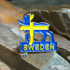 Suède (drapeau) Orignaux - pin
