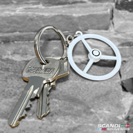 3-Spoke Steer White - Keychain