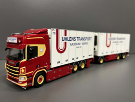 WSI 01-5004 Uhlens; SCANIA R HIGHLINE CR20H 6X2 TAG AXLE RIGED REEFER TRUCK DRAWBAR TRAILER - 6 AXLE