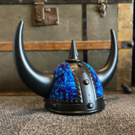 Zwarte Viking Helm - Deense Pluche (Blauw)