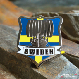 Sweden vikingsboot in schild - Pin