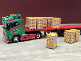 Pallet met Bierkratten  (set van 10) geel Rood (1:50)