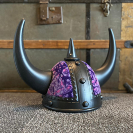 Zwarte Viking Helm - Deense Pluche (Paars)