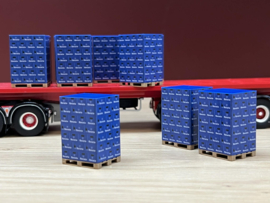 Pallet met Bierkratten (set van 10) blauw (1:50)