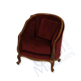 Fauteuil Louis XV, noyer-velours violine