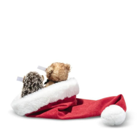 Steiff egel en beertje in kerstmuts 14 cm (voorbestelling)