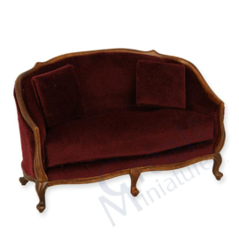 Sofa Louis XV, noyer-velours violine