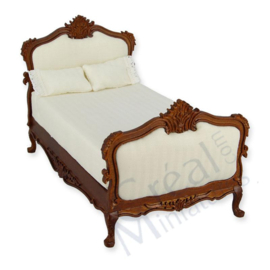 Bed 2-pers. Walnoot/beige