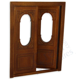Carved dubbele deur Window, Walnoot (Besp.81097)
