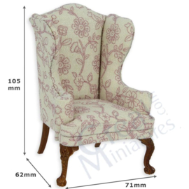 Armstoel walnoot. bloemen