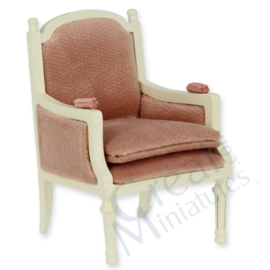 Fauteuil, ivoor, rose velours.