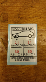 Tire pressure sticker