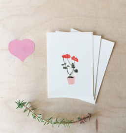 Mini cards and envelop | geranium & robin (set)