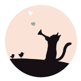 stickers | Poes en vogel roze  (12 st)