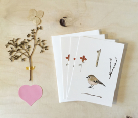 mini cards and envelop | Deer & gold crest (set)