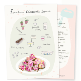 Receptenkaart | frambozen cheese cake brownie