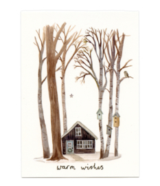 Kerstkaart | klein boshuis