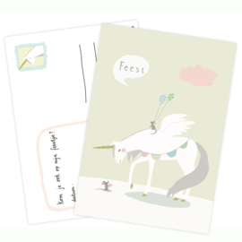 Party invitation | unicorn and mouse