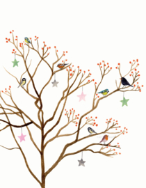 Christmas card | tree of birds