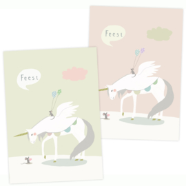 Party invitation | unicorn and mouse