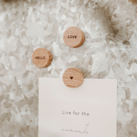 Houten magneet set - hello, love, hartje