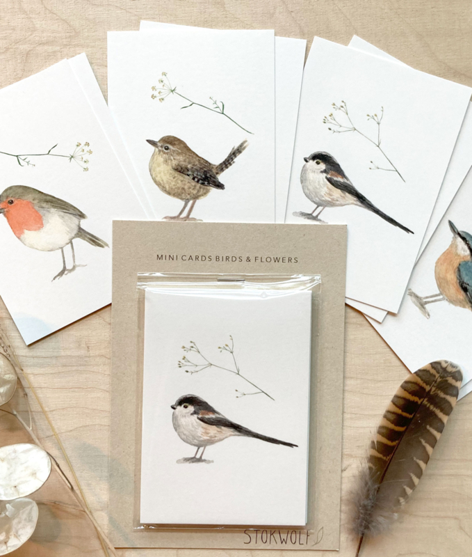 mini kaartjes | Vogels en bloemen (set)