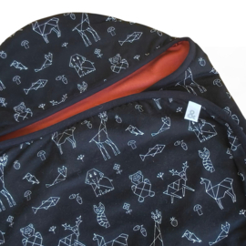 Omslagdoek newborn Dieren zwart-roest