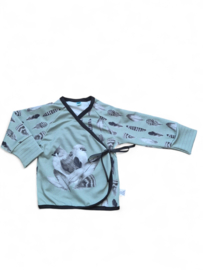 Overslag shirtje Birds Old green 44-62