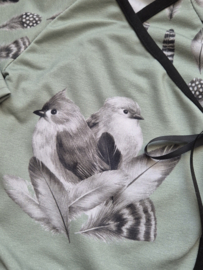 Overslag shirtje Birds Old green 44-62