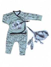 Overslag shirtje Birds Old green 44-62