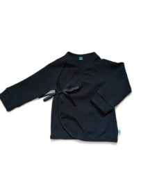 Overslag shirtje wafel zwart 44-62