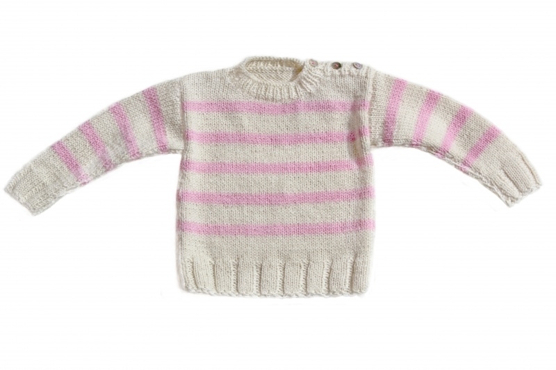 Handgebreide trui met roze strepen | Truitjes en vestjes Baby truitje basis strepen