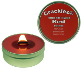Cracklez® Crackling Unscented Wooden Wick Tin Candle Red