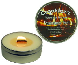 Cracklez® Crackling Scented Wooden Wick Tin Candle Frankincence Tree. Uncolored.
