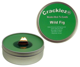 Cracklez® Crackling Scented Wooden Wick Tin Candle Wild Fig. Green.