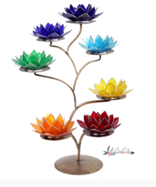 Chakra Lotus Boom | 7  waxinelichthouders inclusief standaard