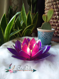 Lotus Waxinelicht Violet zilveren rand